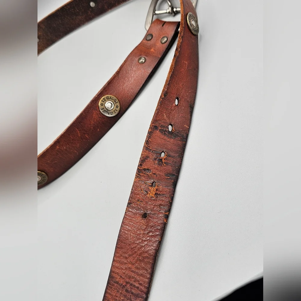 Nocona Genuine Leather 12 Gauge Belt Mens Belt Brown Sz 38 Worn Wear‎ Thrashed